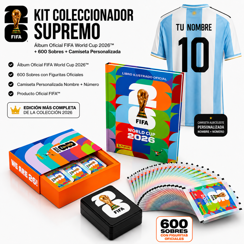 Kit Coleccionista Supremo Oficial FIFA World Cup 2026™FIFA World Cup 2026™ | Álbum Oficial + 600 Sobres
