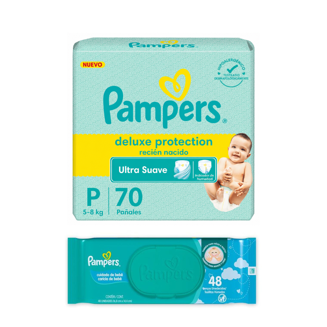 Kit Pampers Deluxe Protection | 70 Pañales + 48 Toallitas Húmedas