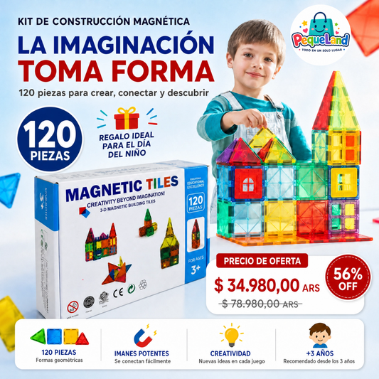 Magnetic Tiles™ – Kit de Construcción Magnética Creativa |  120 Piezas