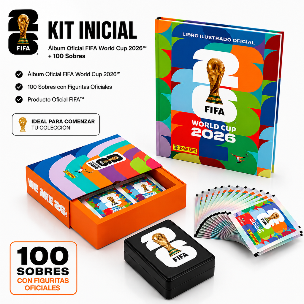 Kit Inicial Completo Oficial: 100 Sobres + Álbum, Box Premium y Portafiguritas Oficial FIFA World Cup 2026™