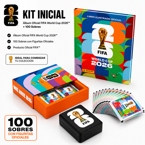 Kit Inicial Completo Oficial: 100 Sobres + Álbum, Box Premium y Portafiguritas Oficial FIFA World Cup 2026™