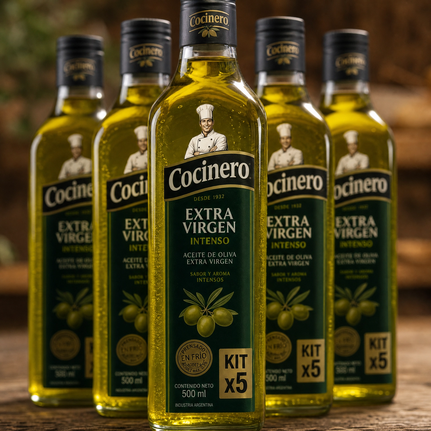 Kit Cocinero: 5 Aceites de Oliva Extra Virgen Intenso - 500ml